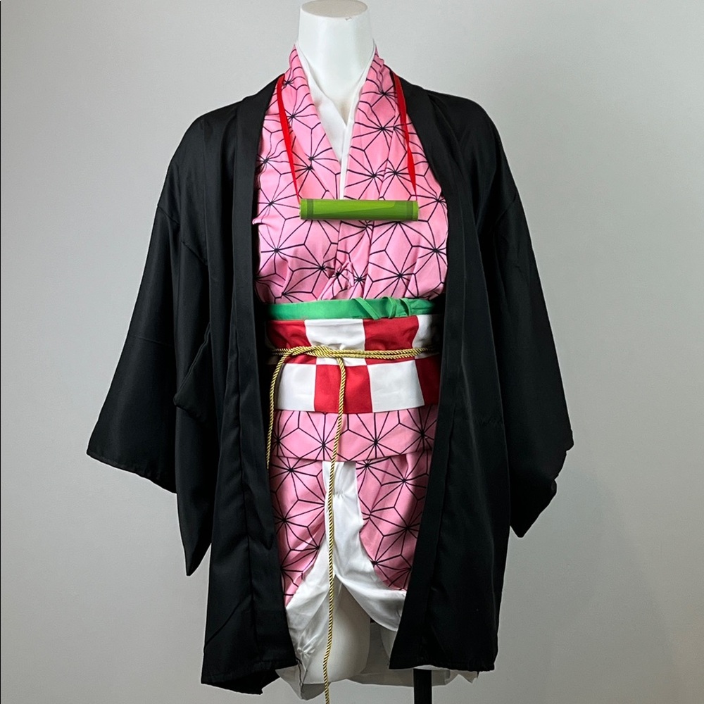 Nezuko Kamado Kids cosplay costume from the anime series Demon Slayer with Wig.